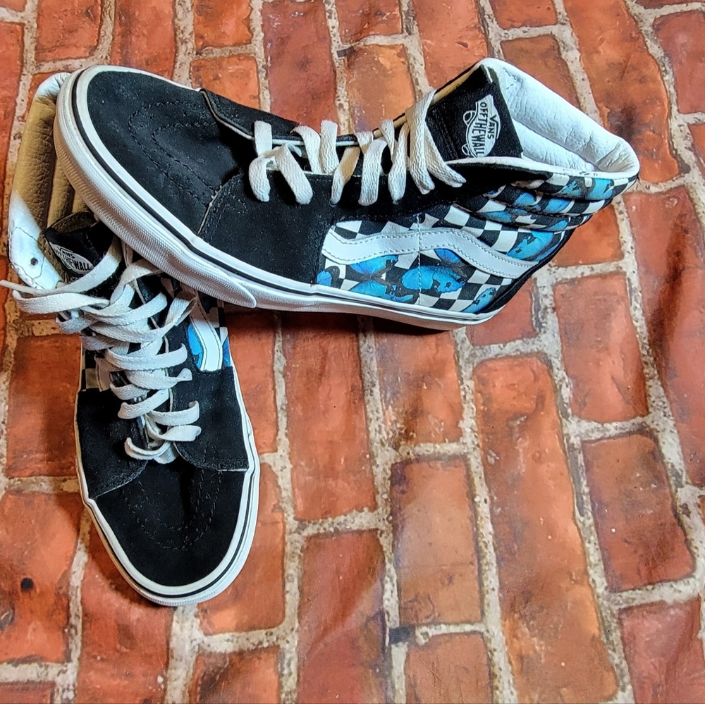 VANS Shoes Mens 6.5 Womens 8 Sk8-Hi Butterfly Checkerboard Hi Top Sneakers Black